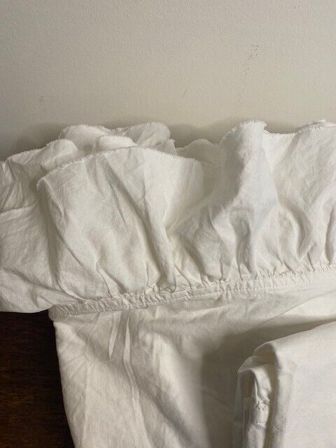 Pottery Barn Kids F/Q Washed Cotton Ruffle Organic Duvet Cover White