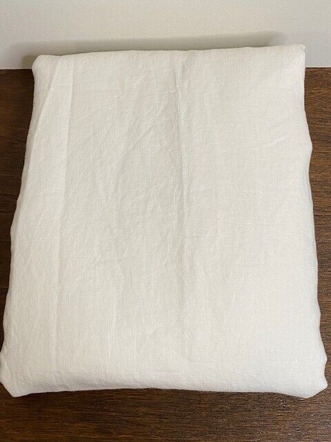 Pottery Barn Belgian Flax Linen Curtain, Cotton Lined, 50 x 96 in, White