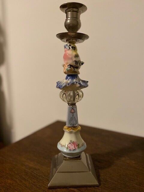 Vintage Salt & Pepper Shaker Bird and Floral Theme Candle Stick