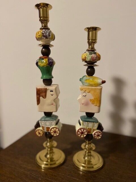 Vintage Salt and Pepper Shaker We're a Perfect Match Theme  Candle Sticks