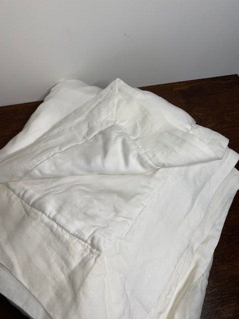 Pottery Barn F/Queen Tencel Duvet Cover with Linen Flange & 1 Standard Sham, WHT