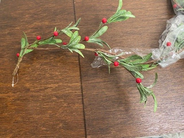 Artificial Green & Red Mistletoe Garland, 6 ft.