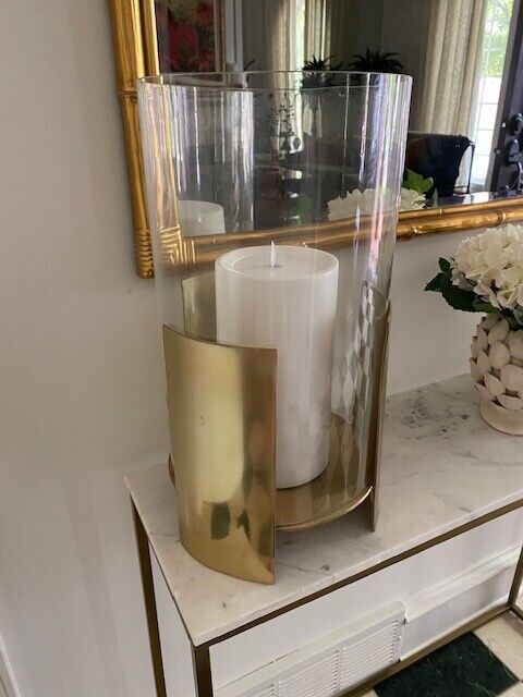 West Elm Large Rudy Sculptural Hurricane, Brass