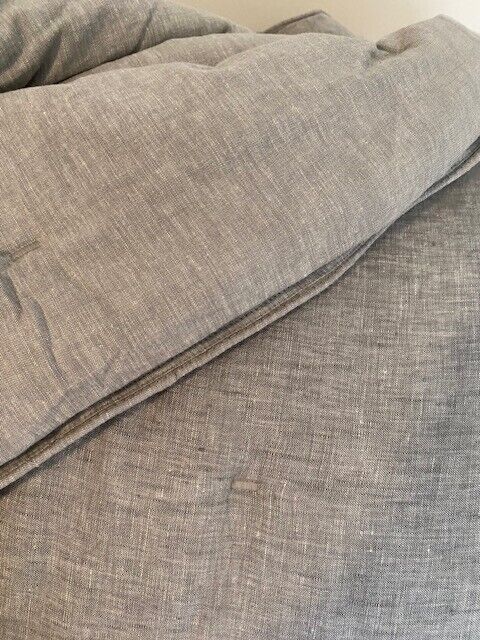 Pottery Barn Belgian Flax Linen Comforter K/CK,  and 1 King Sham, Flagstone