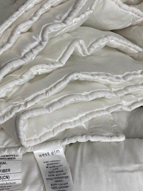 West Elm K/CK Tencel Tack Stitch Comforter, White