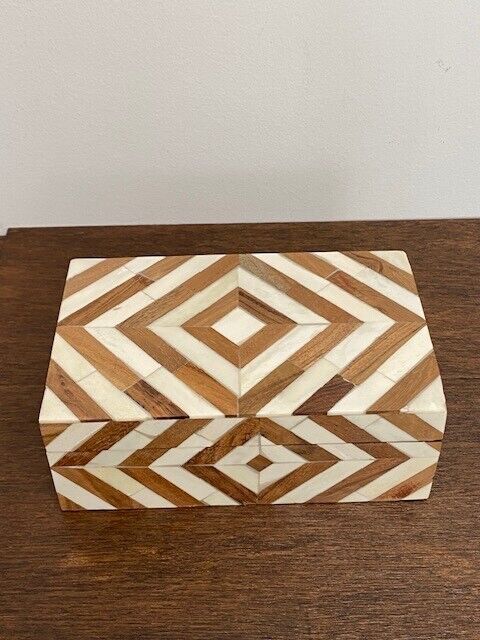 Pottery Barn Decorative Bone and Wood Inlay Box