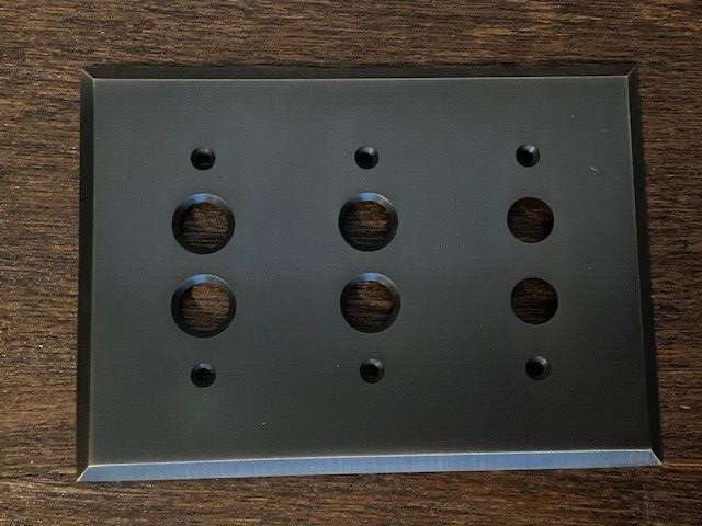 Rejuvenation Lewis Triple Push-Button Switchplate, Burnished Antique