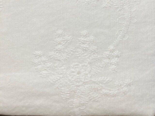 Green Row Floral Embroidered 48 x 84" Drape, White