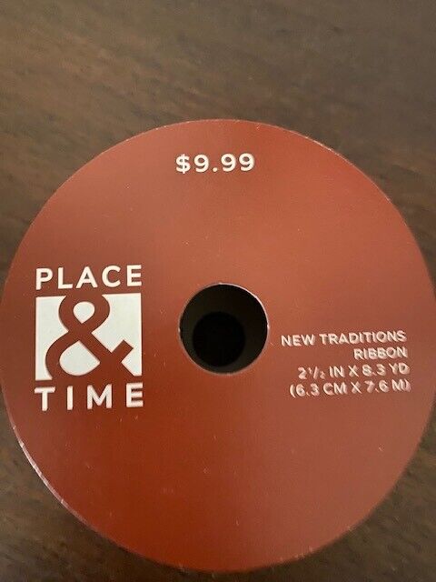 Place and Time Holiday Ribbon, Red on red, wired edge 2 1/2" x 8.3 yds