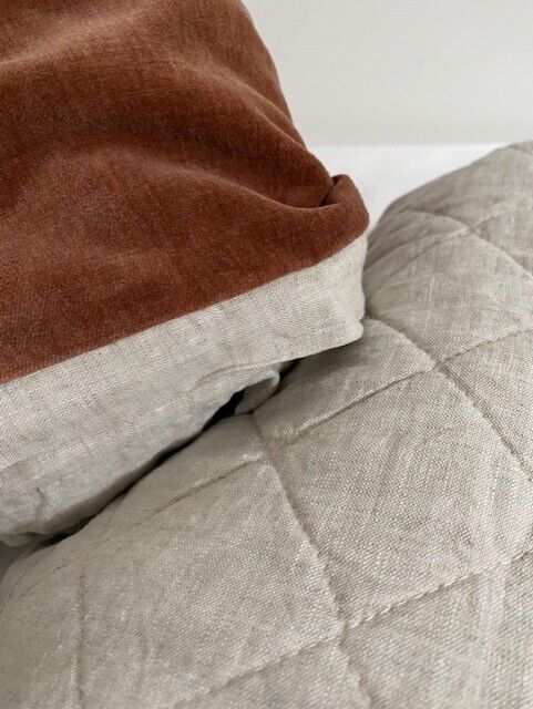 West Elm Velvet and Linen F/Q Duvet & 1 King Quilted Linen Sham