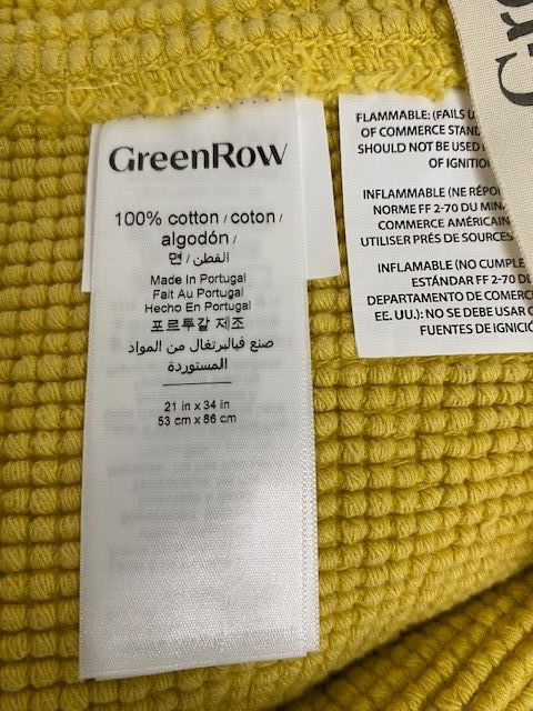 Green Row Cotton Bath Mat 21 x 34 in, Citron