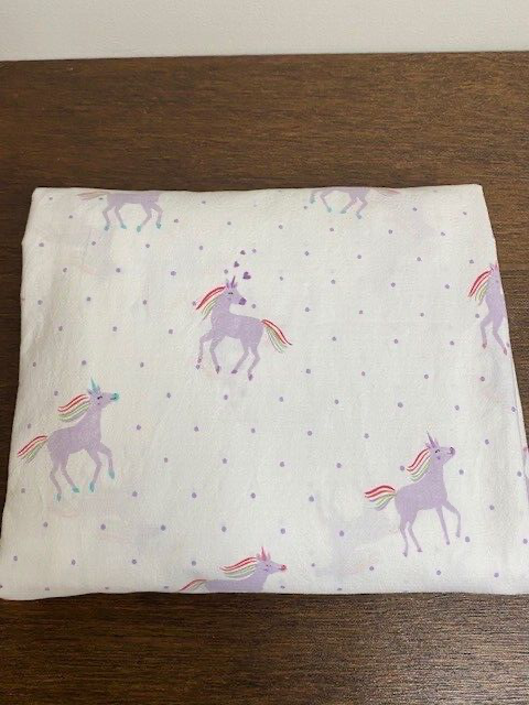 Pottery Barn Kids Unicorn Rainbow Organic Twin Flat Sheet, Lavender