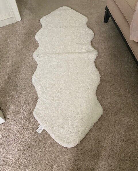 Pottery Barn Faux Hide Bath Runner, 24x64", White