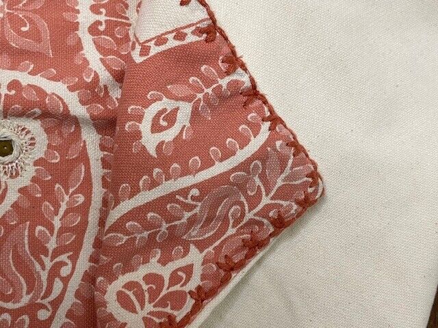 Pottery Barn 24 x 24 in Embroidered and Embellished Pillow Cover, Coral & Ivory