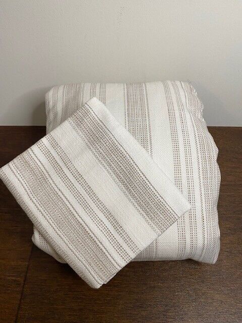 Pottery Barn K/CK Hawthorn Striped Cotton Duvet Cover & 1 Standard Sham, Taupe