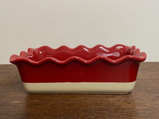 Williams Sonoma Emile Henry French Ceramic Ruffled Loaf Pan, Burgandy