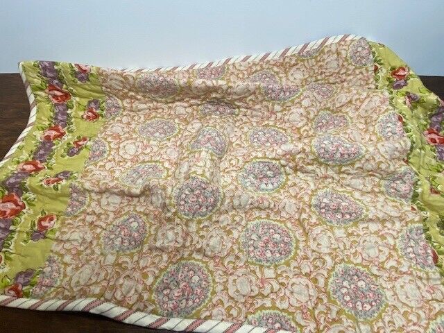 Pottery Barn Vintage Standard Sham, Quilted Mixed Florals with Striped Back