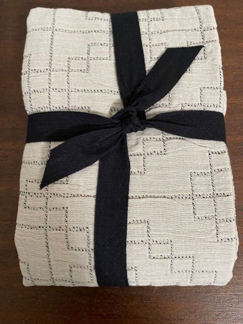 West Elm 100% Cotton King Sham, Tan with Geometric Weave