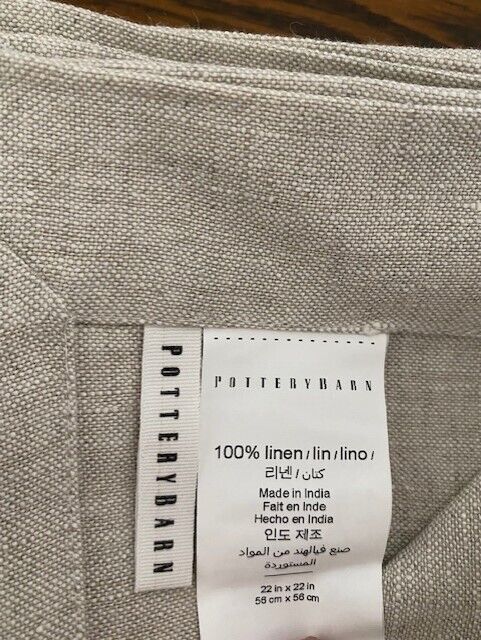 Pottery Barn !00% Linen Napkins, 22 x 22-Flax (tan)