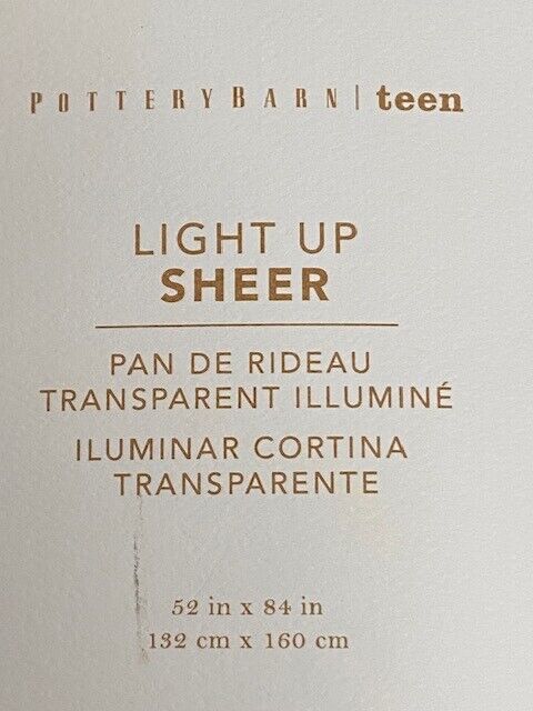 Pottery Barn Teen Fairy Light Sheer Curtain, 52 x 84 in, White