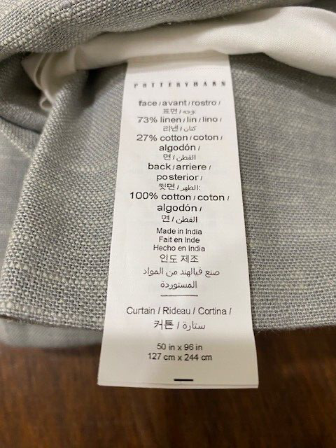 Pottery Barn 50 x 96 Emery Pinch Pleat Cotton Lined Curtain, Flagstone