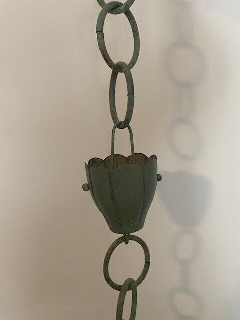 Pottery Barn Crocus Shaped Blue Verde Rain Chain, 8.5'