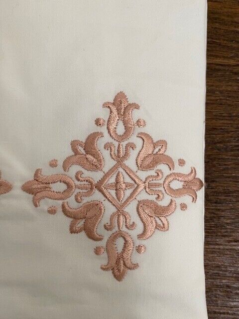 Pottery Barn Tile Embroidered Organic Percale Euro Sham, Soft Rose