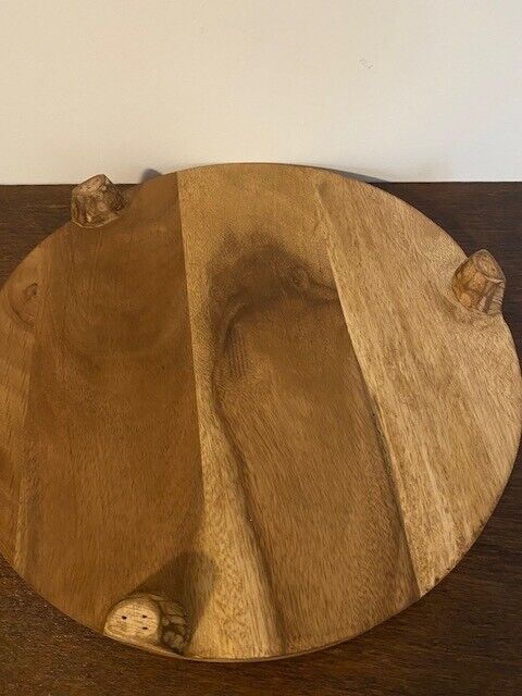 Pottery Barn Footed Acacia Serving Board 16 in round