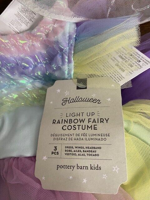 POTTERY BARN KIDS LIGHT UP RAINBOW FAIRY COSTUME  MULTI 3T NEW