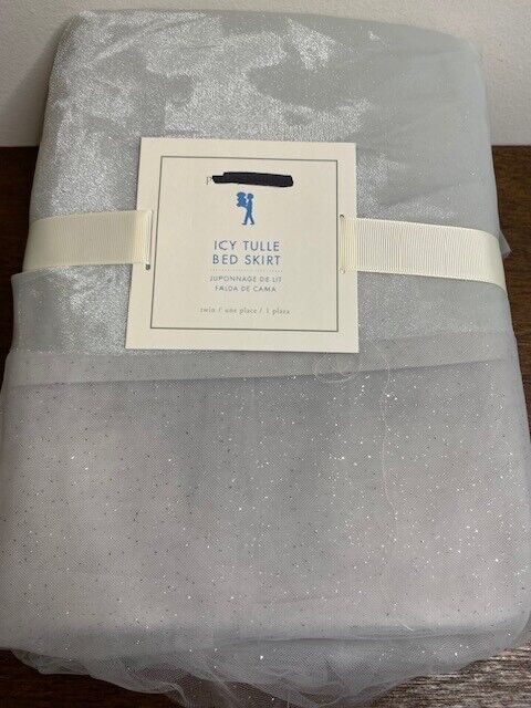 Pottery Barn Kids Icy Tulle Bedskirt Bed Skirt TWIN  Layered Sparkle Frozen NIP