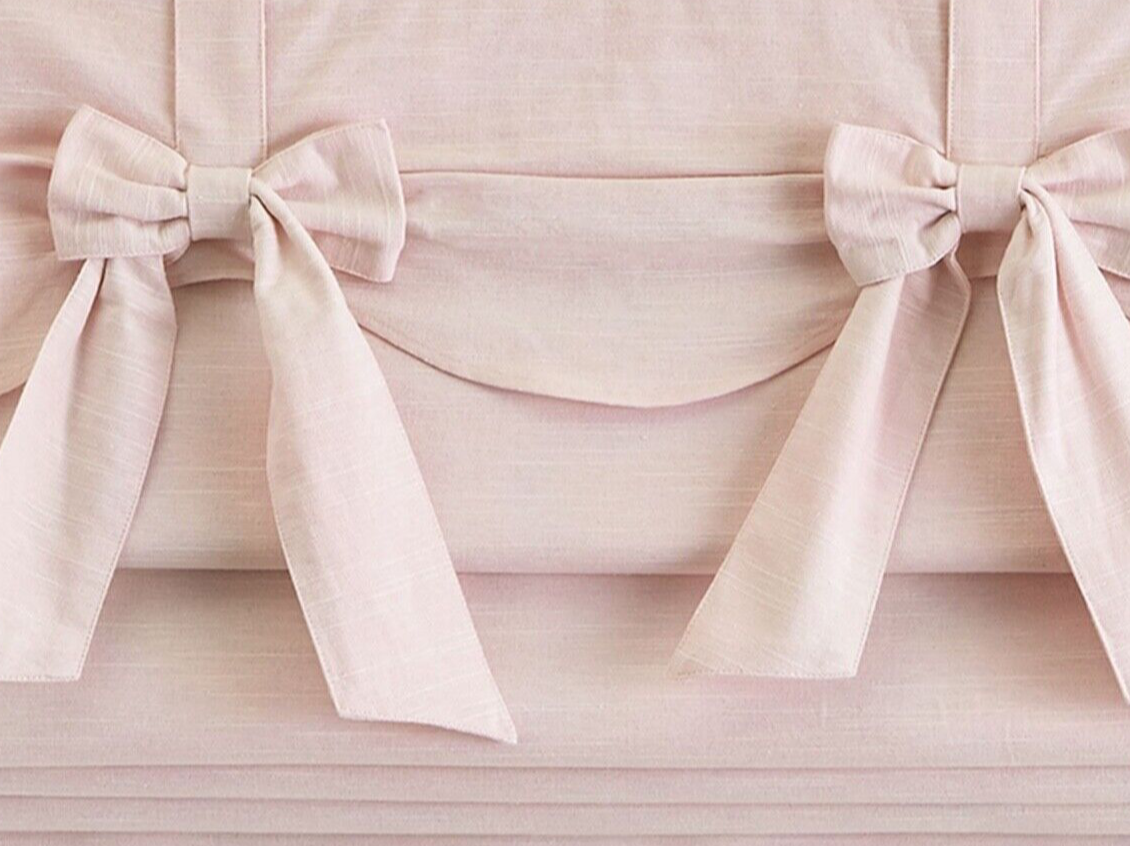 Pottery Barn Kids Evelyn Bow Valance Cordless Blackout Roman Shade Blush 32x64