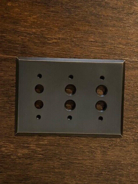 Rejuvenation Lewis Triple Push-Button Switchplate, Burnished Antique