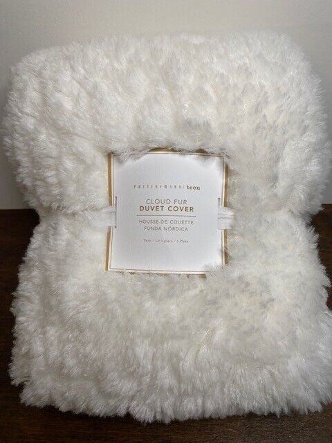 Pottery Barn Teen Cloud Faux Fur Twin Duvet, Ivory