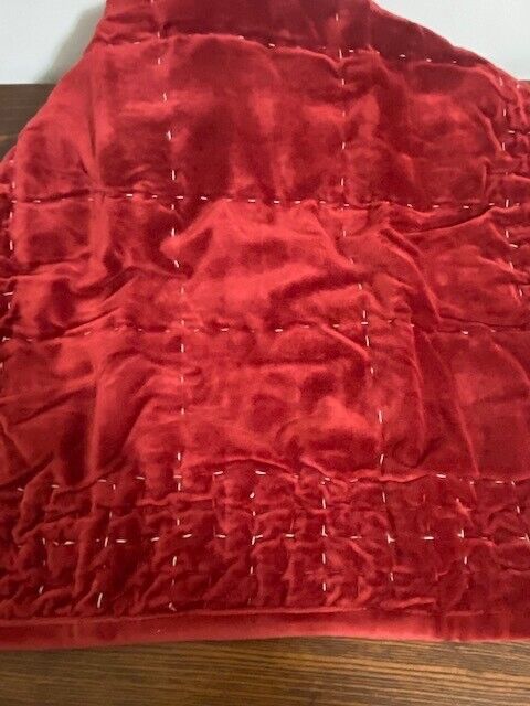 Pottery Barn Velvet Handcrafted Box Stitch Quilted Sham Standard Ruby Red - Read