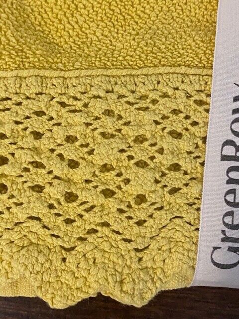 Green Row COTTON CROCHET HAND TOWEL, Citron