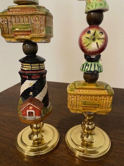 Vintage Salt & Pepper Shaker-San Francisco to the Big Apple Theme Candle Sticks