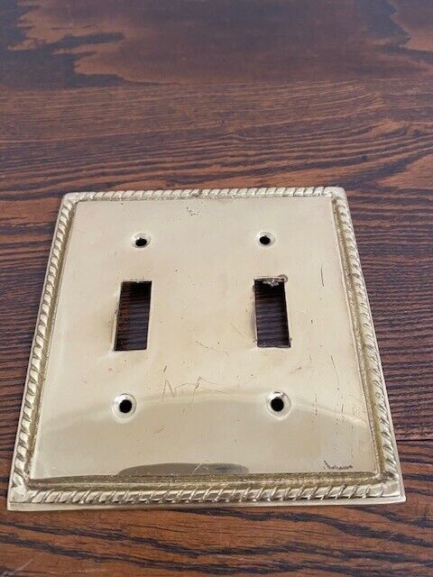 Vintage Solid Brass Electrical Plate, 1 Dbl Switch