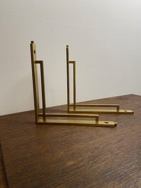 Rejuvenation Stepped Shelf Brackets, Aged Brass