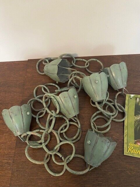 Pottery Barn Crocus Shaped Blue Verde Rain Chain, 8.5'