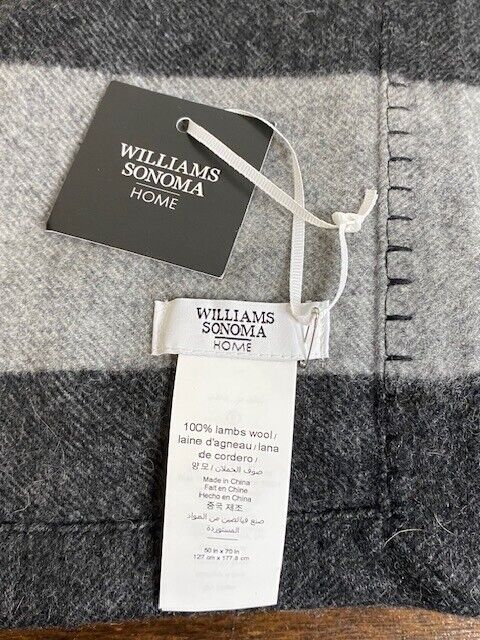 Williams Sonoma Home Plaid Lambs Wool Throw Blanket, Grayson, 50 x 70 in