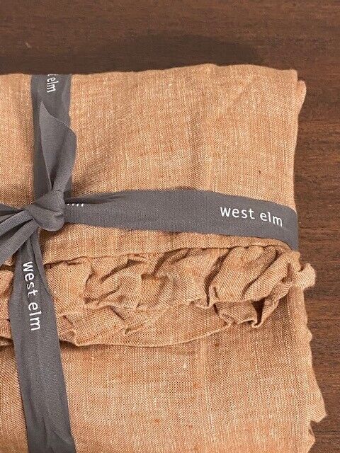 West Elm 100% Linen Ruffled Euro Sham, Terra Cotta