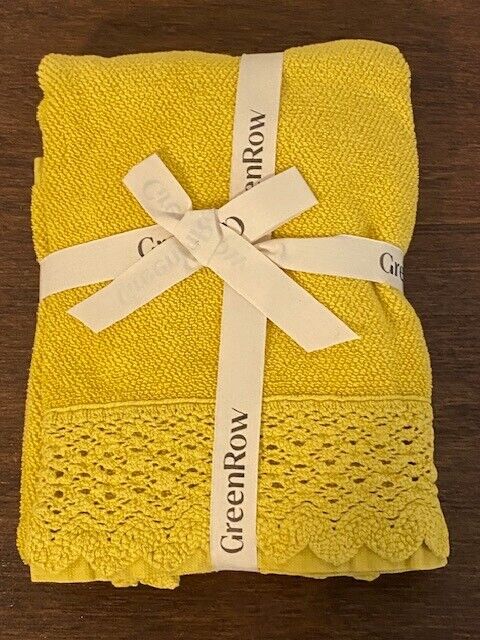 Green Row COTTON CROCHET HAND TOWEL, Citron