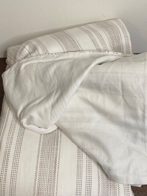 Pottery Barn K/CK Hawthorn Striped Cotton Duvet Cover & 1 Standard Sham, Taupe