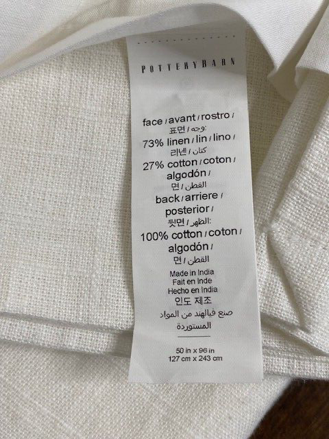 Pottery Barn Emery Linen Cotton Lined Curtain, 50 x 96 in", White