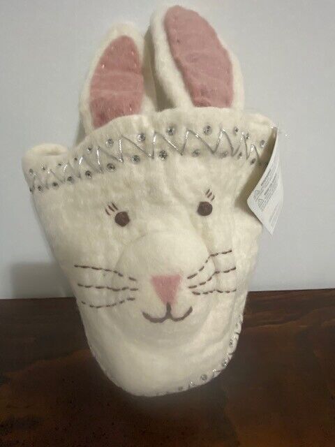 Pottery barn Kids Felted Wool Easter Treat Bucket with sequins & metallic detail