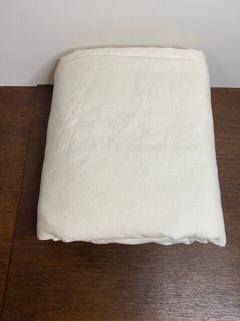 Pottery Barn King Belgian Flax Linen Box Spring Cover, White