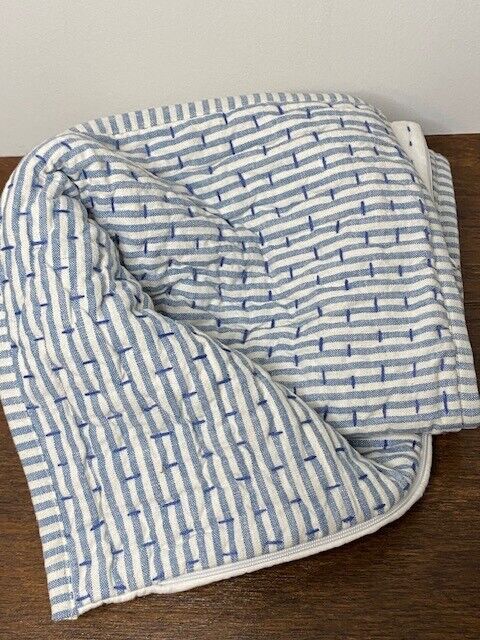 Pottery Barn Pick-Stitch Wheaton Reversible Striped Cotton Quilted Sham Standard