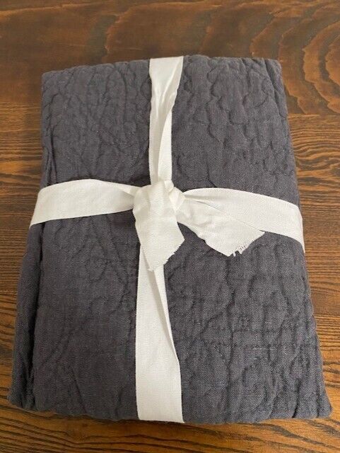 Pottery Barn Belgian Flax Linen Floral Stitch standard Sham-Ebony