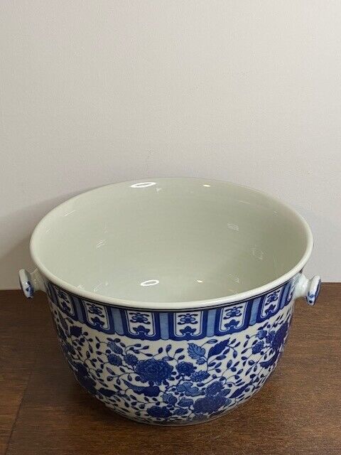 Williams Sonoma Home Aerin XL Blue and White Planter with Handles