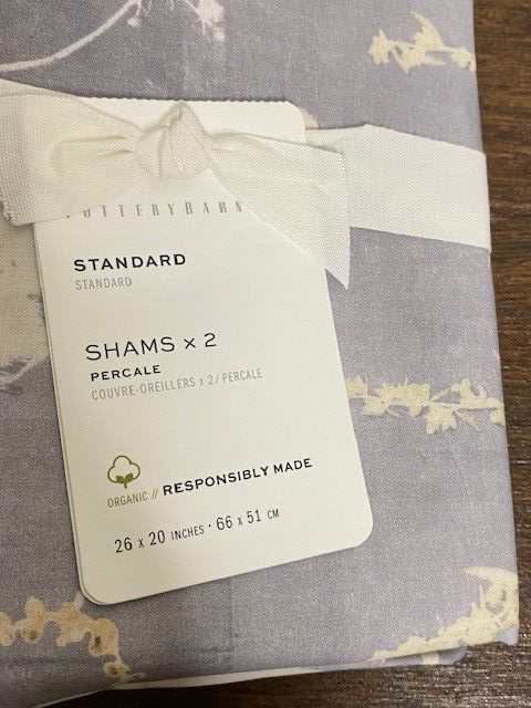 Pottery Barn K/CK Shadow Floral Percale Duvet Cover, 2 Standard & 2 Euro Shams